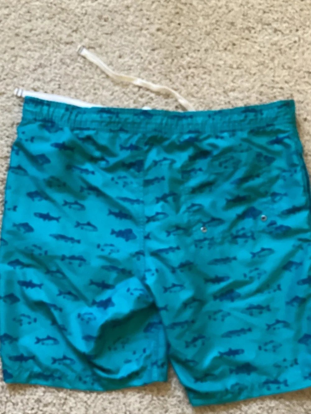 Merona Teal Swim Trunks with Navy Shark Print